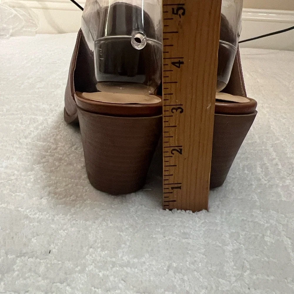 Loft light brown slip on mules clogs block heel faux leather 8 boho - Picture 5 of 11
